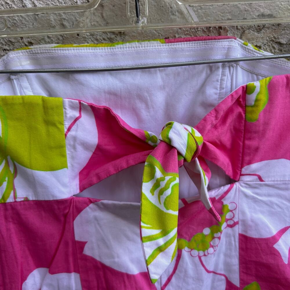 Vintage Lilly Pulitzer Strapless Floral Dress in Hot Pink, White & Lime - Picture 5 of 6